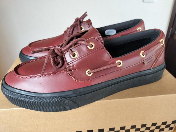 未使用 27.0cm vans 2eyelet ローファー デッキシューズ ブラウン 本革 天然皮革 茶色 スニーカー