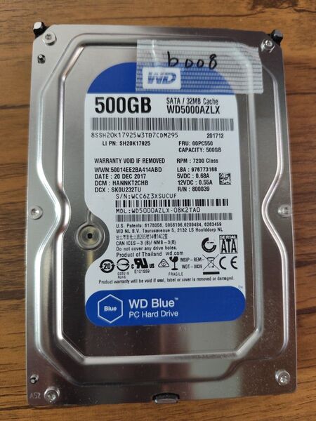 b008 中古HDD Western digital 500GB3.5インチ SATA