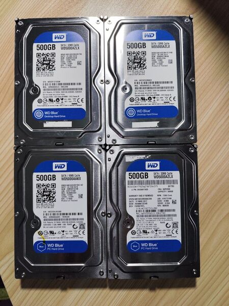 4個セット 中古HDD Western digital 500GB 3.5インチ SATA