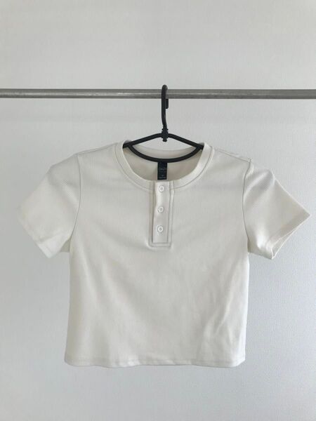 【送料込み】SHEIN DAZY デイジー レディース リブポロシャツ Tシャツ ボタン Lサイズ ホワイト
