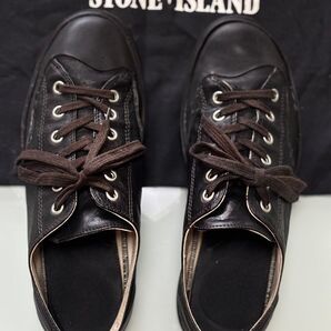 STONE ISLAND ブラックレザー スニーカー ストーンアイランド