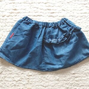ムージョンジョン 80cm スカート デニム ブルー フリル 女の子