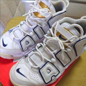 NIKE AIR MORE UP TEMPO/ 96 ナイキエアモアアップテンポ96 ホワイト/ネイビー/ゴールド 25センチ