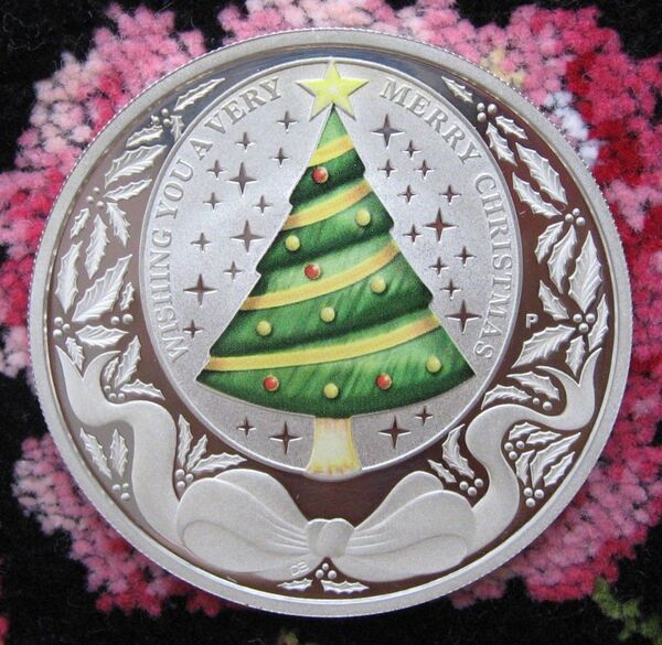ツヴァル 2008年 1ドル銀貨 クリスマスツリー 純銀1オンス