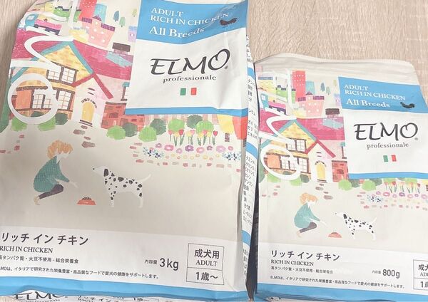 ELMO エルモ ドッグフード リッチインチキン 成犬用 2袋セット 3キロ 800g