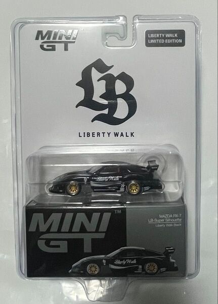 リバティウォーク特注ブリスター仕様 MINI GT 1/64 マツダ RX-7 LB スーパーシルエット ブラック