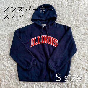【古着】メンズ パーカー Sサイズ ネイビー ファッション
