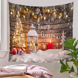 タペストリー金具付きW06 Xmas クリスマスツリー 雪景色 壁飾り DIY