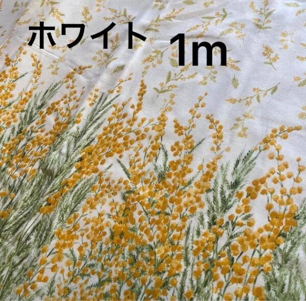 生地 日本製 momen-t モーメント ミモザ 生地幅110c綿麻 コットンリネン ミモザ柄生地