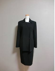 HANAE MORI 　ハナエモリ　デザインジャケット　スカート　セットアップスーツ　ブラック　ストライプ　４０