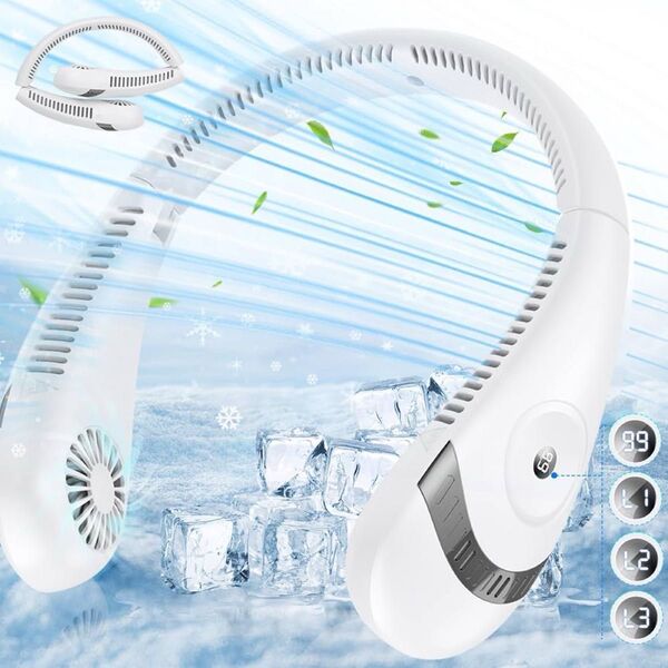 新品!!360度風向き調整ネッククーラー5000mAh 首掛け扇風機 ネックファン ネッククーラー 羽根なし