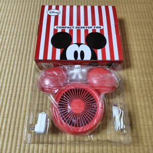 【新品未使用】Disney ディズニー Mickey Mouse ミッキー 卓上 コンパクトデスクミニ扇風機 USB レッド 赤