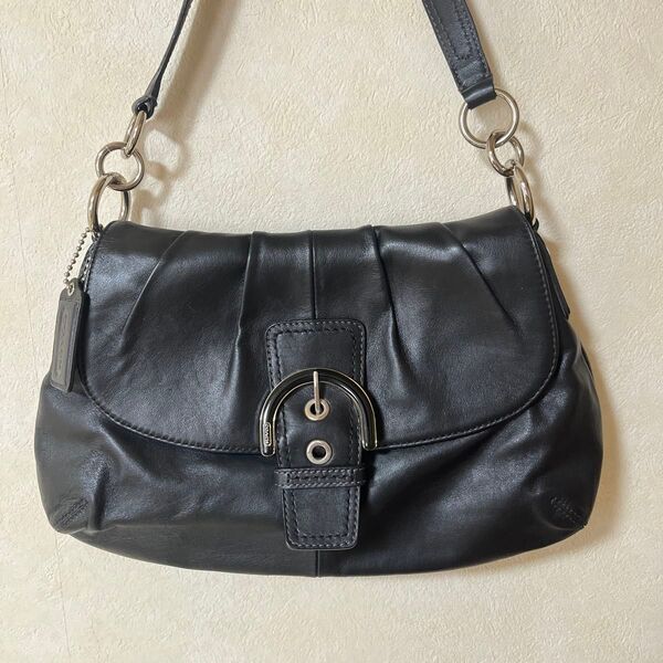 【極美品】COACH ワンショルダー 肩掛け ハンドバッグ ソーホー コーチ ブラック 黒 ワンショルダーバッグ レザー 本革