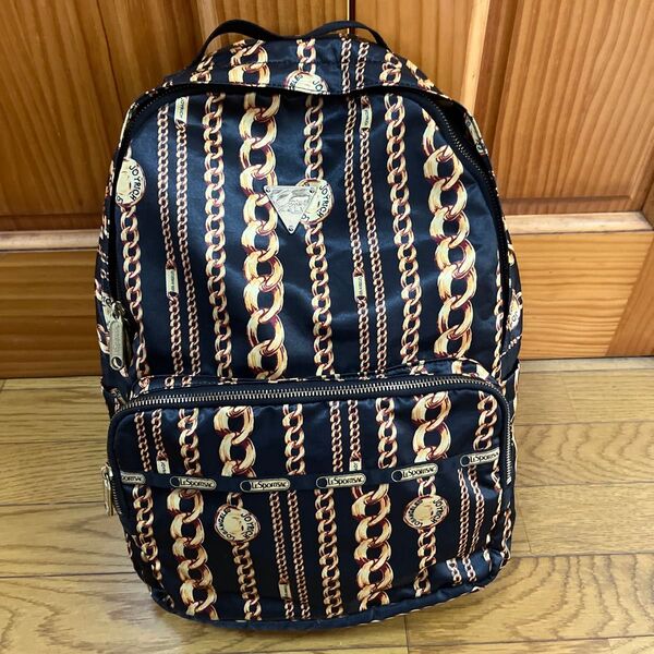 【JOYRICH × LeSportsac】チェーン柄 リュック バックパック レスポートサック ジョイリッチ コラボ 黒 総柄