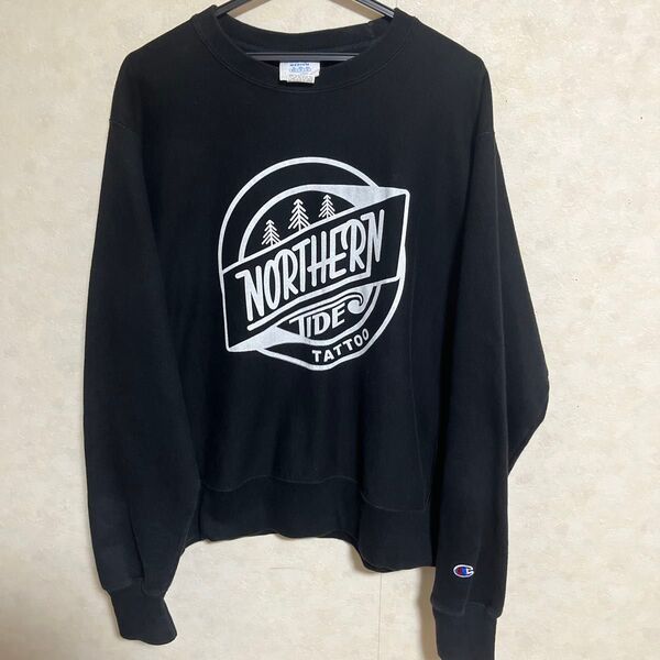 Champion チャンピオン 青タグ 復刻 リバースウィーブ トレーナー ブラック スウェット 90s