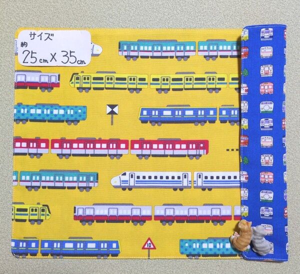 964:電車柄♪リバーシブルランチョンマット☆ハンドメイド☆新幹線☆乗り物☆