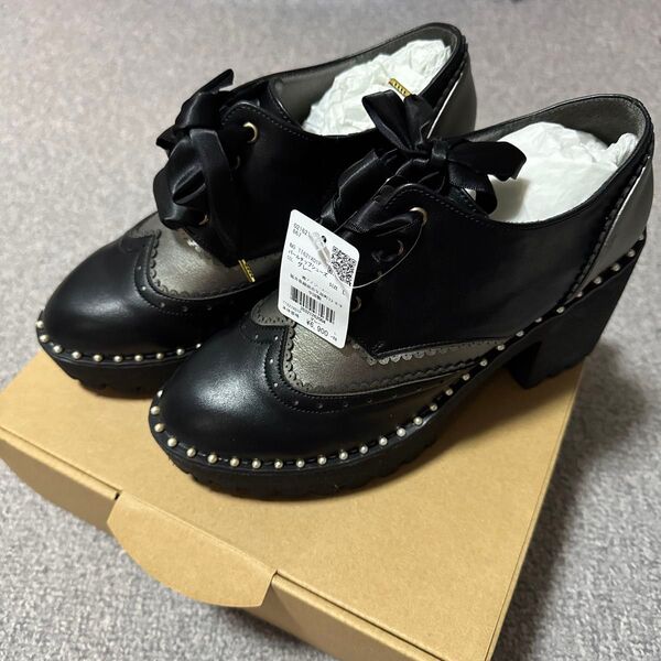 axes femme パールチップシューズ パンプス シューズ グレー 厚底 ローファー アクシーズファム