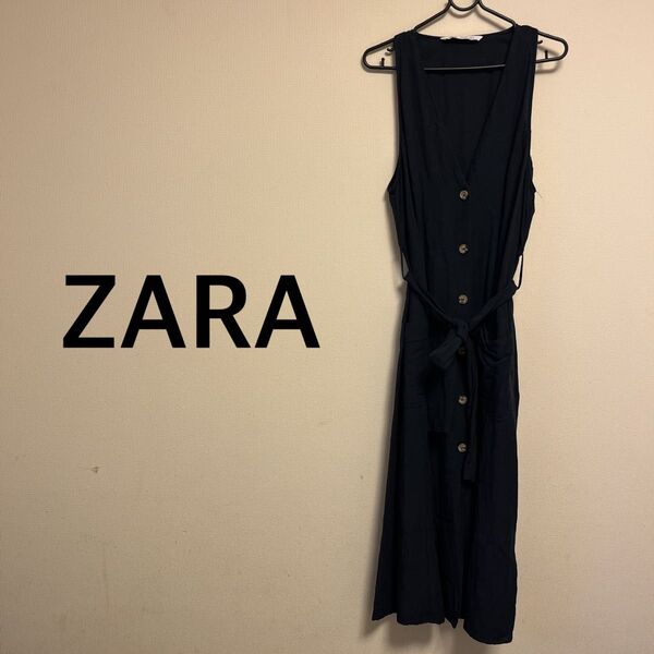 ZARA ザラ★リネン ノースリーブシャツワンピース