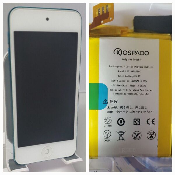 iPod touch 第5世代 64GB ブルー 交換バッテリー付き MD718J/A A1421