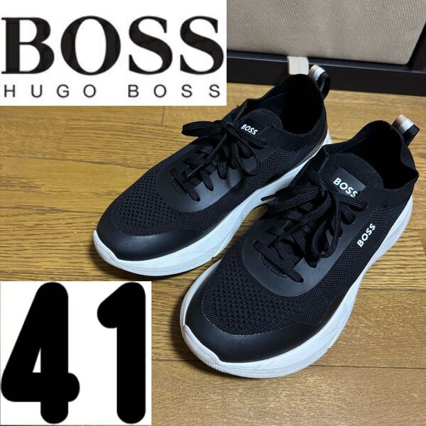 HUGO BOSS ヒューゴボス ソックススニーカー スニーカー メンズ 26cm 靴 26.5cm ブラック 黒 41 シューズ