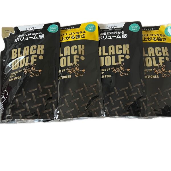 ブラックウルフ シャンプー コンディショナー つめかえ 4袋