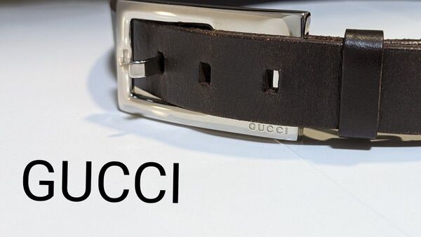 GUCCI イタリア製 レディースベルト ダークブラウン 全長約80cm