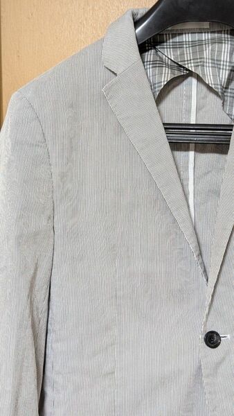 BURBERRY BLACKLABEL 春夏背抜きシアサッカーコットン混テーラードジャケット М