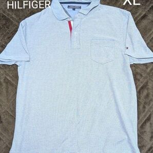 希少 XL TOMMY HILFIGER メンズ 鹿の子半袖ポロシャツ ライトグレー