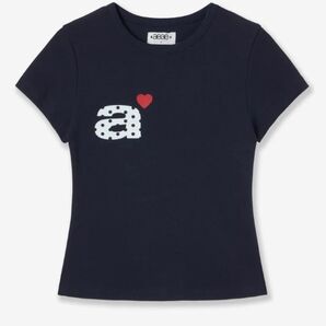 aeae エーイーエーイー ハートロゴドットTシャツ ネイビー Sサイズ