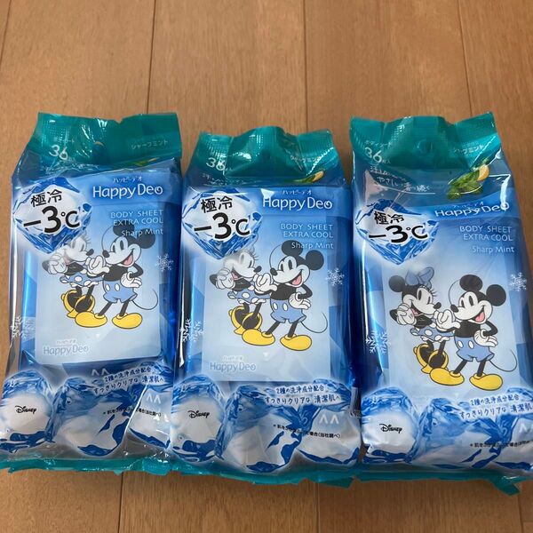 37 HappyDeo ボディシート エクストラクール シャープミント 3個セット