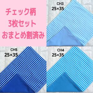 ③チェック柄 3枚セット ランチョンマット ナフキン シンプル ハンドメイド