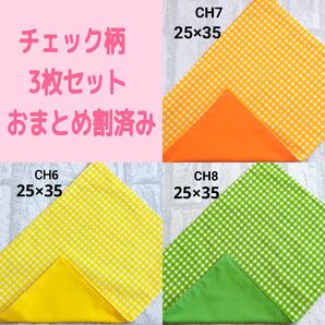 ④チェック柄 3枚セット ランチョンマット ナフキン シンプル ハンドメイド