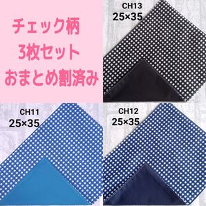 ⑤チェック柄 3枚セット ランチョンマット ナフキン シンプル ハンドメイド