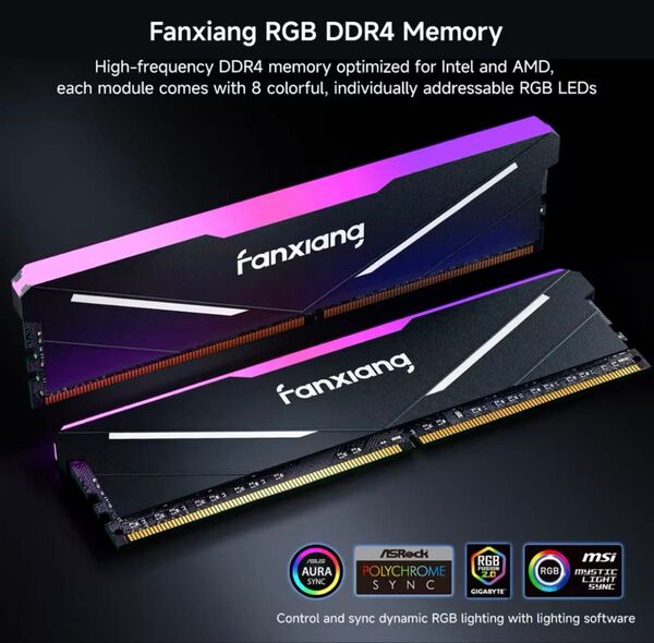新品 Fanxiang RGB DDR4 32GB RGB メモリ 16GB 2個セット