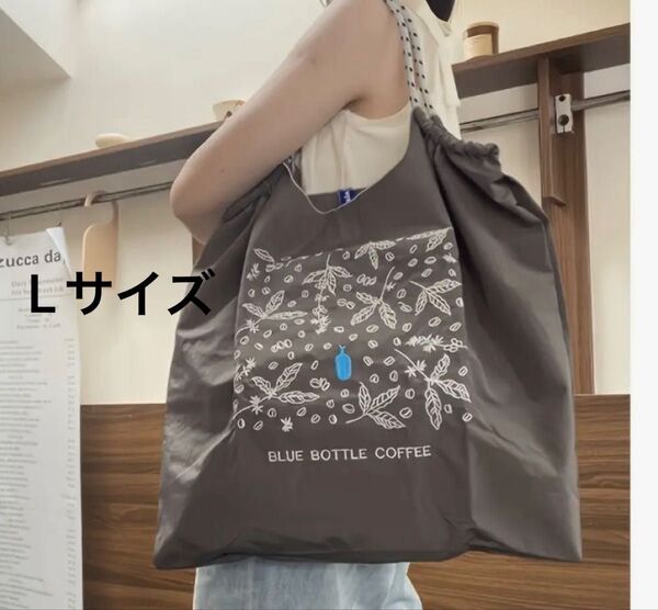 Lサイズ 大容量 ブルーボトルコーヒー 花柄 刺繍バッグ ナイロン 刺繍 エコバッグ トートバッグ 人気