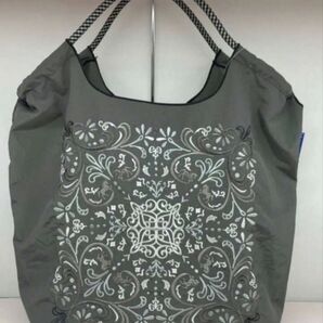 エコバッグ トートバッグ バンダナ柄 ハンドバッグ 折りたたみ グレー 刺繍バッグ レディース 軽量 ナイロン 人気