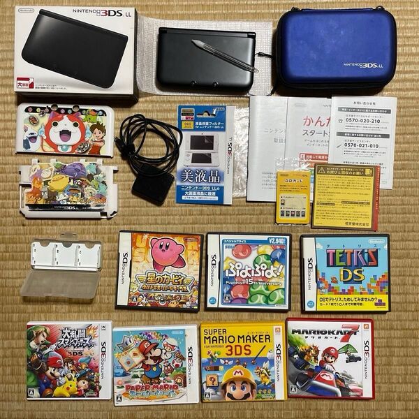 任天堂 3DS LL ブラック マリオ 大乱闘スマッシュブラザーズ 星のカービィ 本体 カセット ニンテンドー 未開封 箱あり