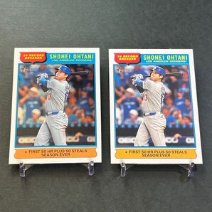 【2枚】大谷翔平 ベース&クローム2025 Topps Heritage 24 Record Breaker 50/50達成シーン
