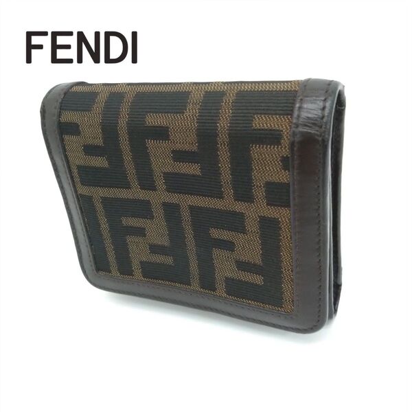 FENDI フェンディ 三つ折り財布 ズッカ柄 ロゴ キャンバス×レザー 30794