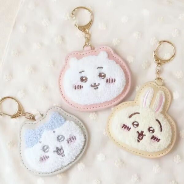 ちいかわ 刺繍 ふわふわ ワッペン キーホルダー