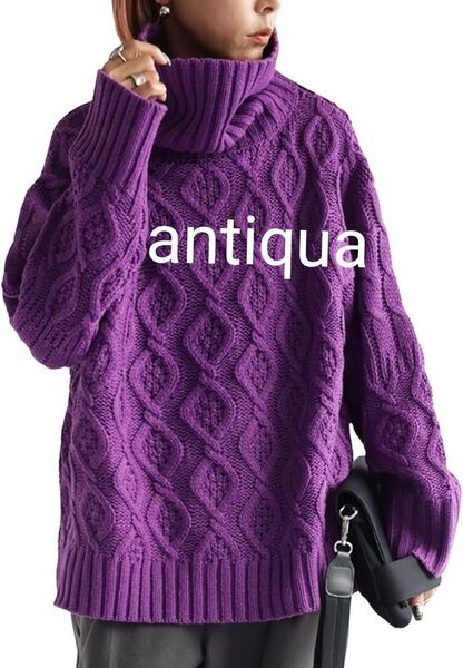 新品タグ付 antiqua patterntorso タートルネック ケーブル編みニット アンティカ パターントルソー 送料込み
