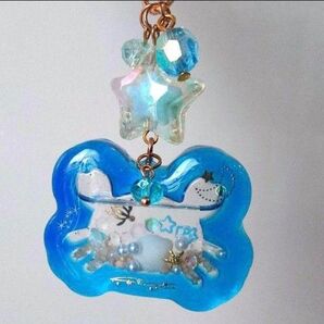 ハンドメイド 海レジン 蟹 貝殻 シェイカー チャーム キーホルダー 星