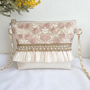 3【 20cm 】 サコッシュ インド刺繍 ショルダーバック スマホショルダー