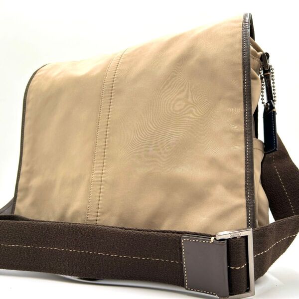 コーチ COACH ショルダーバッグ A4◎ メッセンジャー メンズ ナイロン レザー 斜め掛け ビジネス カジュアル ブラウン