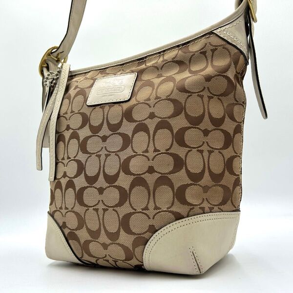コーチ COACH ショルダーバッグ ボディバッグ シグネチャー キャンバス レザー 斜め掛け 肩掛け ホワイト 白12390