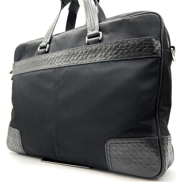 コーチ COACH A4可 ビジネスバッグ ブリーフケース トート シグネチャー ナイロン レザー メンズ ブラック 黒 メンズ