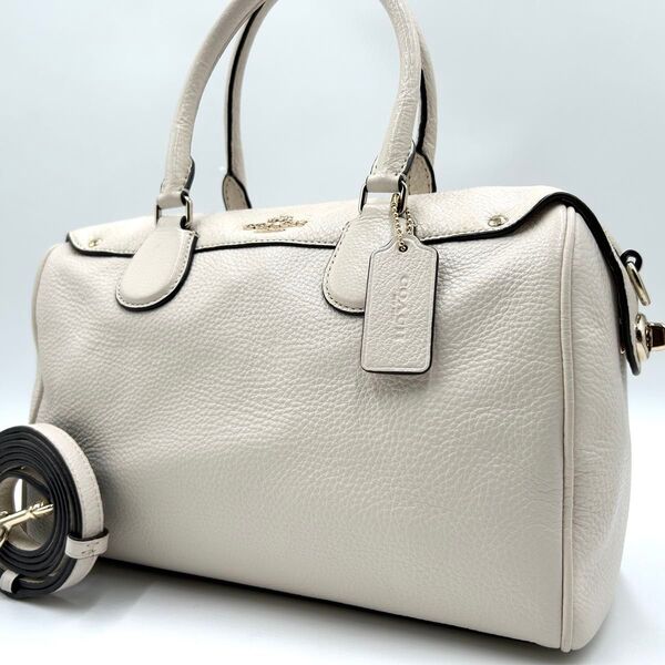 美品 COACH コーチ ショルダーバッグ 2way ミニ べネット レザー ハンドバッグ 斜め掛け ミニボストン 白 ホワイト