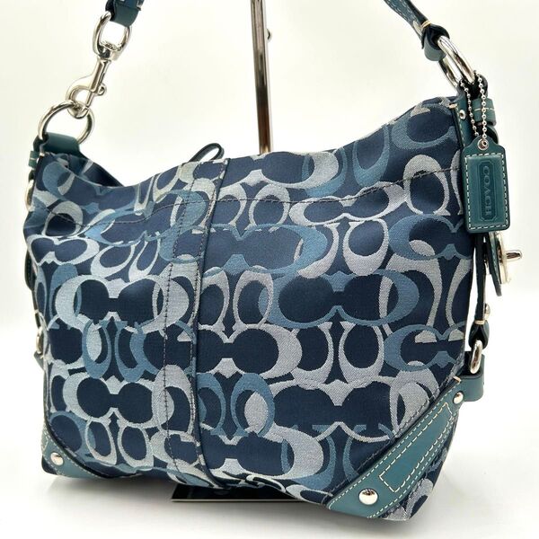 美品 コーチ COACH ワンショルダーバッグ ハンド オプティックシグネチャー 肩掛け キャンバス レザー F13980