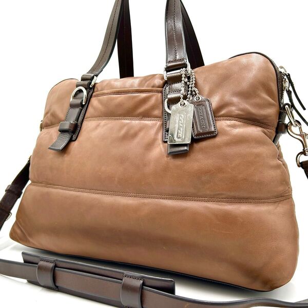美品/大容量 コーチ COACH ボストンバッグ トート 2way ショルダー A4◎ ラムレザー クラークソン 斜め掛け 旅行