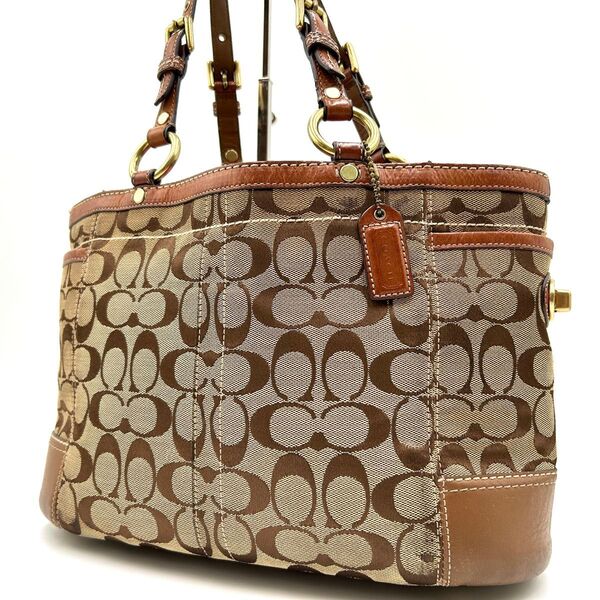 コーチ COACH トートバッグ ハンドバッグ 肩掛け キャンバス レザー ショルダー シグネチャー ターンロック 11237